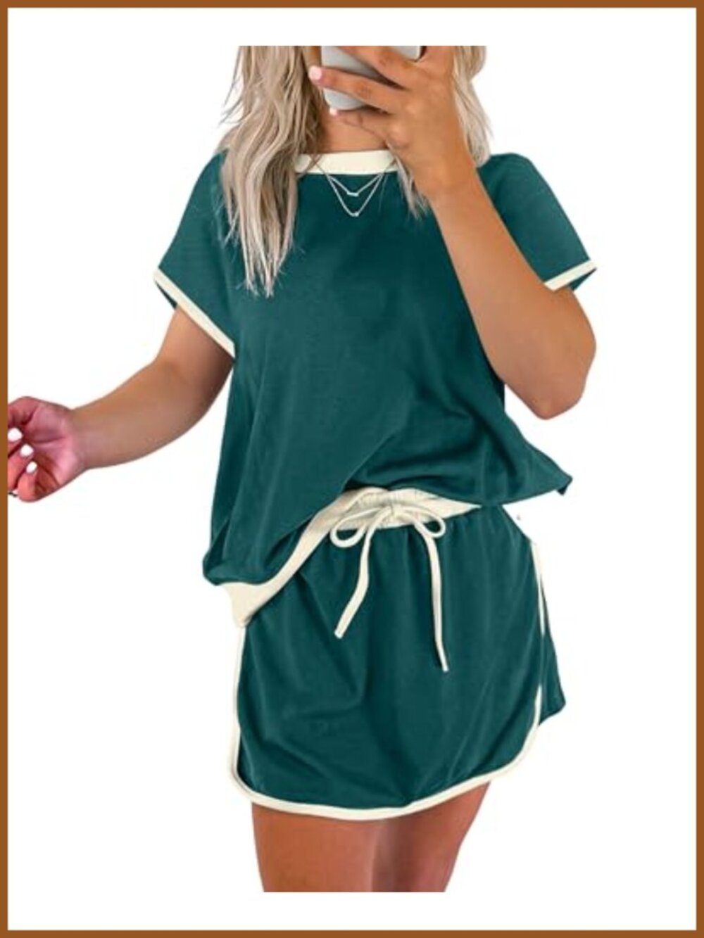 2 Piece Lounge Set Skort Pullover Short Sleeve Loose Fit Women